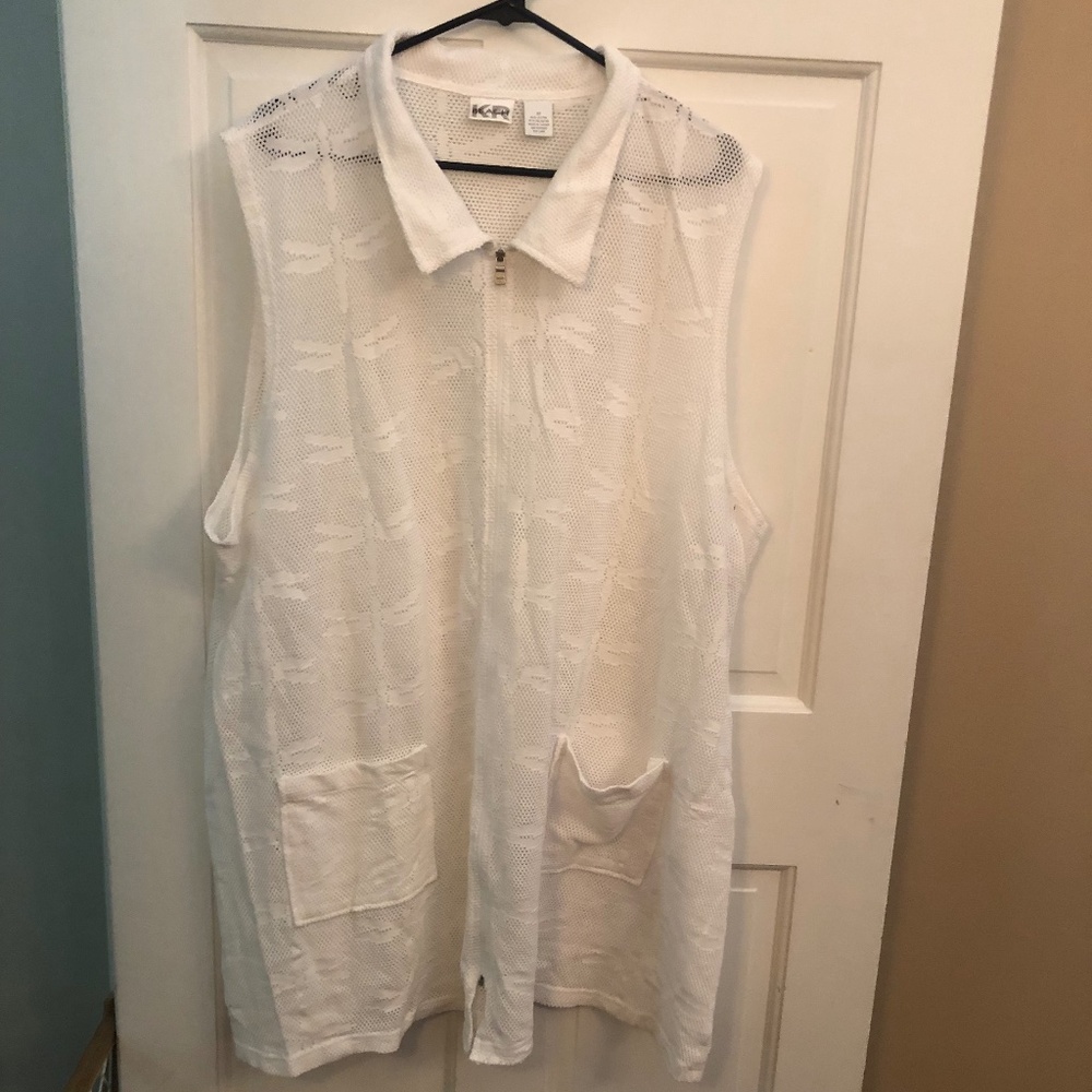 KR Beach white zipper swimsuit coverup 3X